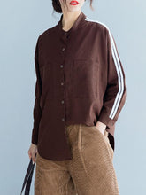 Loose Strip Cropped Shirt